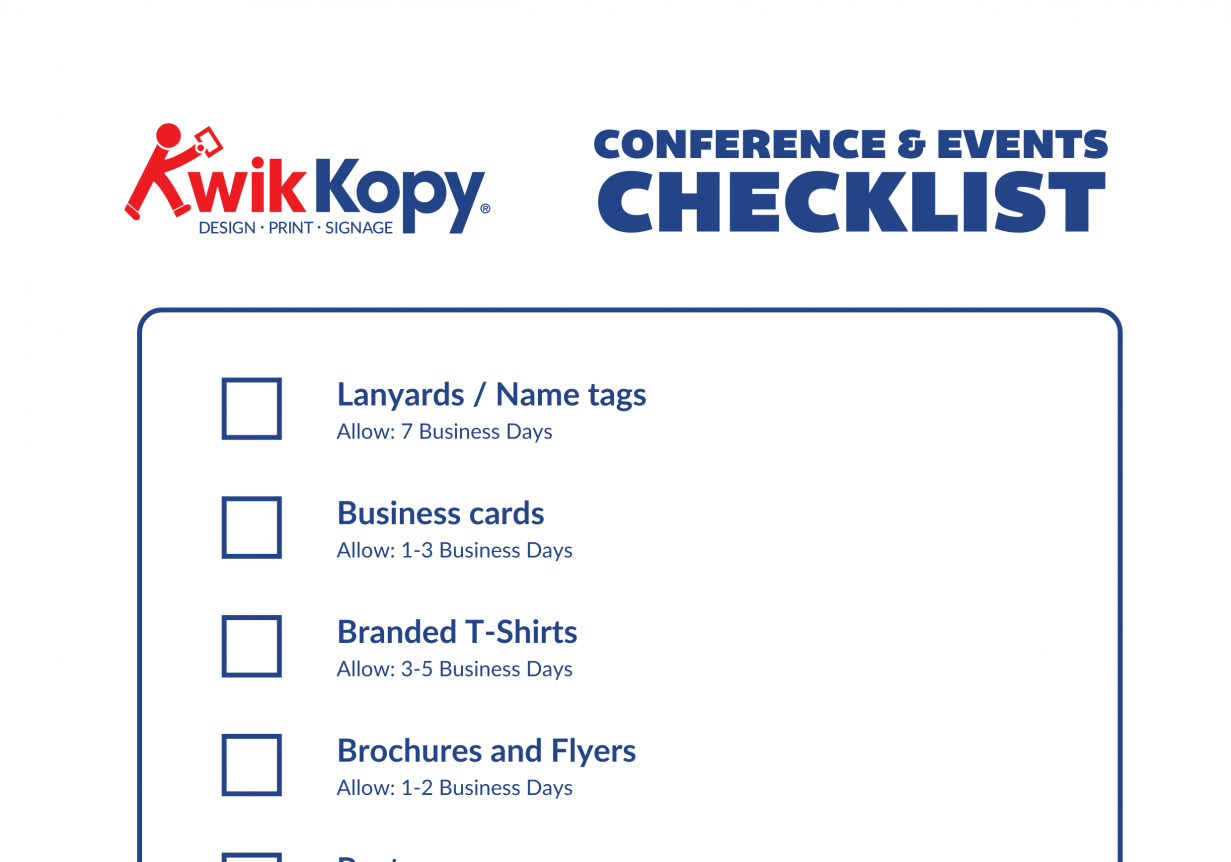 Kwik Kopy Conference Event Checklist